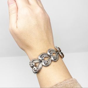 87 Vintage Margot De Taxco silver heart bracelet